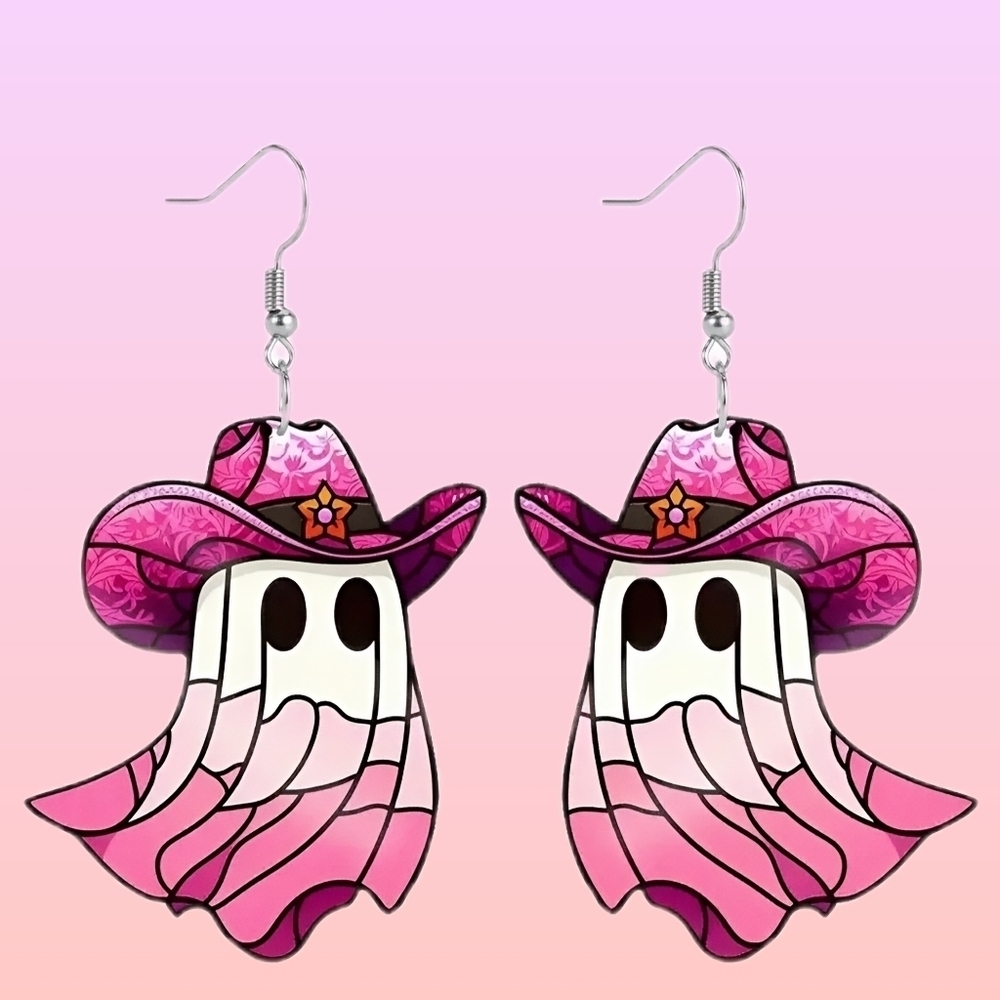 BREAST CANCER AWARENESS PIERCED EARRINGS.